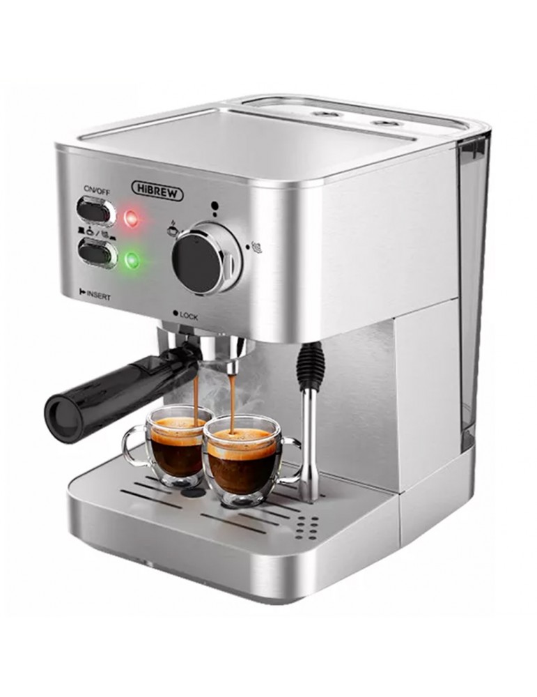 HiBREW H10 1050W, macchina da caffè semi-automatica a 20 bar, macchina per  caffè espresso a cialde e macinato ESE, capacità 1,5L
