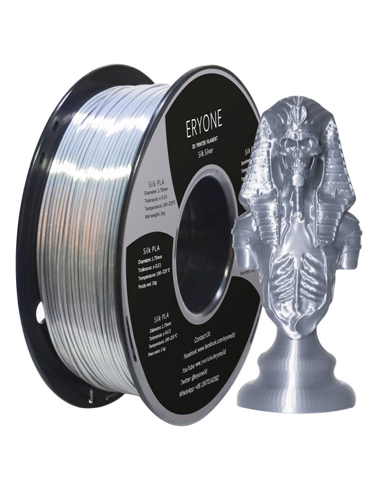 ERYONE Seta PLA Filamento per stampante 3D 1,75 mm Tolleranza 0,03 mm 1 kg  (2,2 libbre)/Pool - Argento