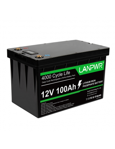 LANPWR 12V 100Ah LiFePO4 Batteria di backup, 1280Wh di...