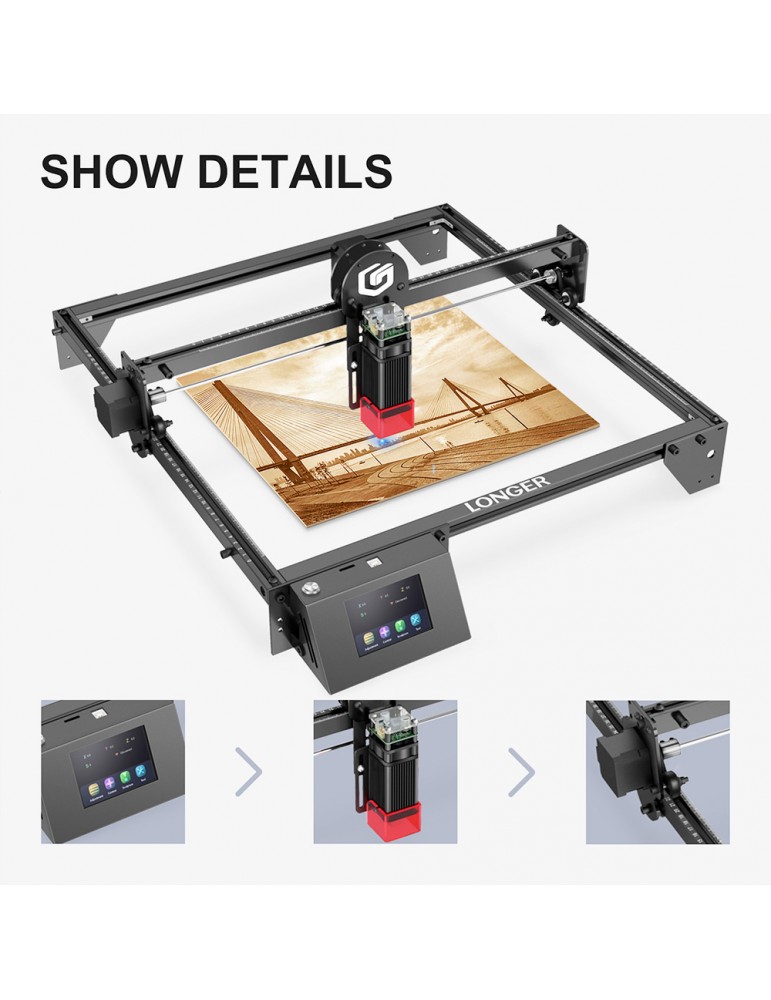 LONGER Macchina Per Incisione Laser RAY5 Mini, Tagliatrice Ad Alta Velocità 12.000 Mm/min, Per Superficie Di Incisione 130 X 140 Mm, Wi-Fi, Sicurezza Con Arresto Di Emergenza (2,5 W), Macchina Per - 7