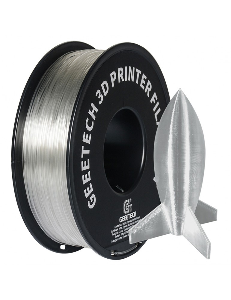 Filamento PLA Geeetech per stampante 3D, precisione dimensionale 1,75 mm /-  0,03 mm Bobina da 1 kg (2,2 libbre) - Trasparente