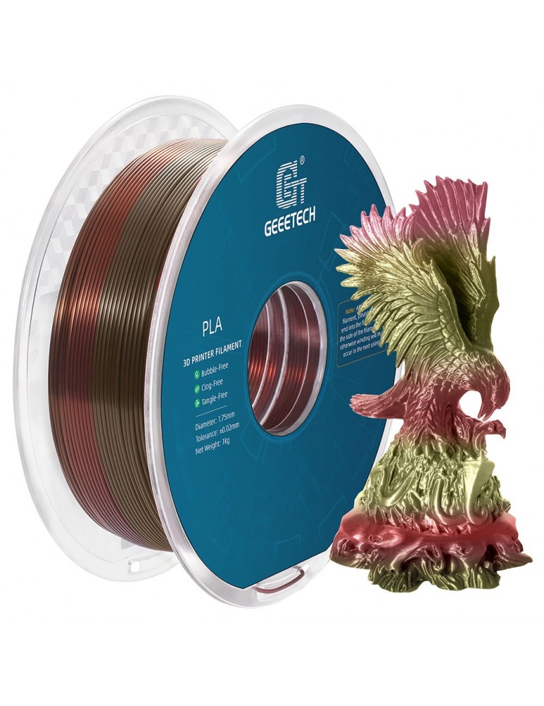 Geeetech Filamento Silk PLA per stampante 3D, precisione dimensionale 1,75  mm /- 0,03 mm Bobina da 1 kg - Arcobaleno di bronzo