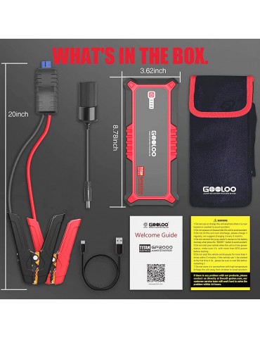 GOOLOO GT1500 avviatore di emergenza, avviamento auto con picco di 1500A,  alimentatore portatile impermeabile da 12 V