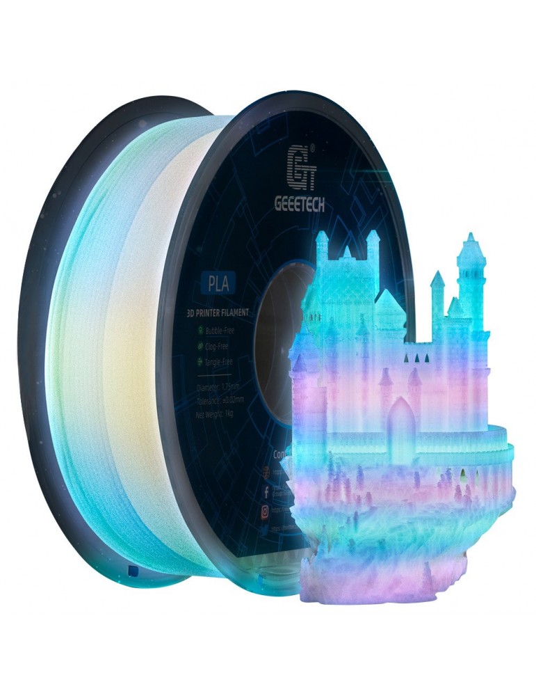 Filamento PLA luminoso Geeetech per stampante 3D, precisione dimensionale  1,75 mm /- 0,03 mm Bobina da 1 kg- Multicolore