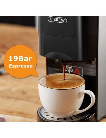 Macchina da caffè HiBREW H3A 5-in-1, 19 Bar di pressione, modalità  freddo/caldo, serbatoio dell'acqua da 1000 ml - argento