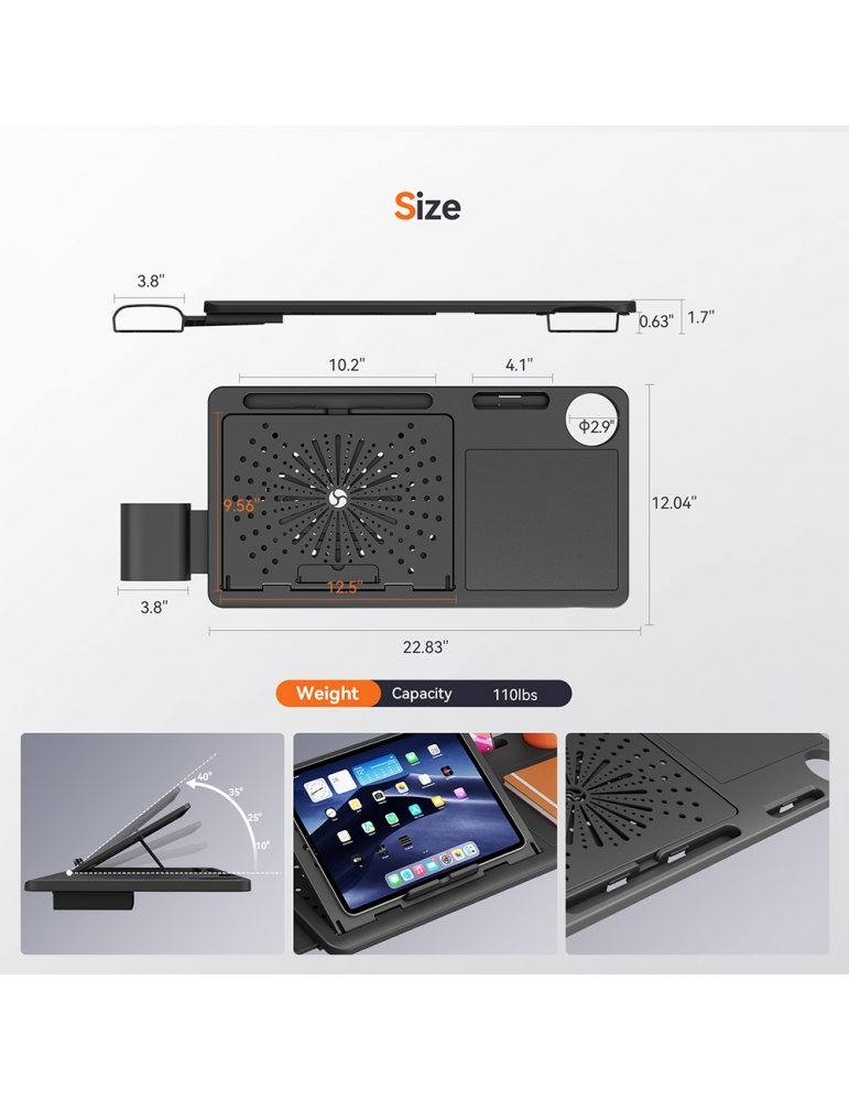 Organizer Da Scrivania 7-in-1 KDD – Supporto Laptop Con Portabicchieri, Portapenne, Gancio Cuffie E Magneti