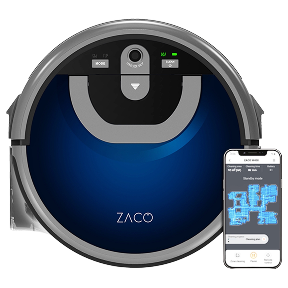 Image of ZACO W450 Robot pulitore, serbatoio d'acqua dolce da 850 ml, 3 modalità di pulizia - Blu sfumato