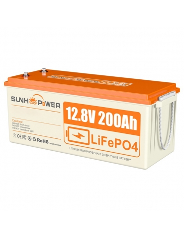 SUNHOOPOWER 12V 200Ah LiFePO4 Batteria, energia 2560Wh,...