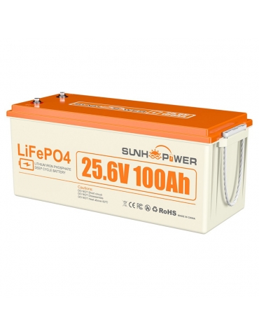 SUNHOOPOWER 24V 100Ah LiFePO4 Batteria, energia 2560Wh,...