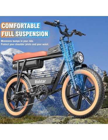 Ridstar CR20 Electric Bike  1000W Motor  48V 20Ah Battery  20*4 0 inch Fat Tires  48km/h Max Speed  70km Max Range  Front 