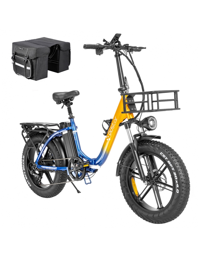 Ridstar MN20 Electric Bike  1000W Motor  48V 15Ah Battery  20*4 0 inch Fat Tire  48km/h Max Speed  70km Range  Dual Mechanical 
