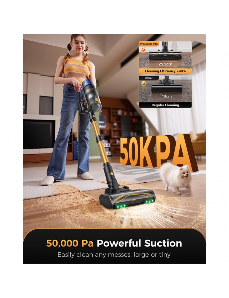 Aspirapolvere Senza Fili 250W, 19kPa - Autonomia 35 Min, Spazzola Motorizzata, LED, Per Pavimenti E Auto