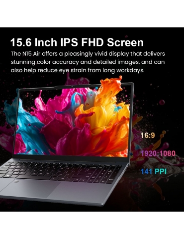 Ninkear N15 Air Laptop  15 6 inch 1920x1080 IPS Screen  Intel N150 4 Core Max 3 6GHz  16GB RAM 512GB SSD  2 4/5GHz WiFi Bluetoo