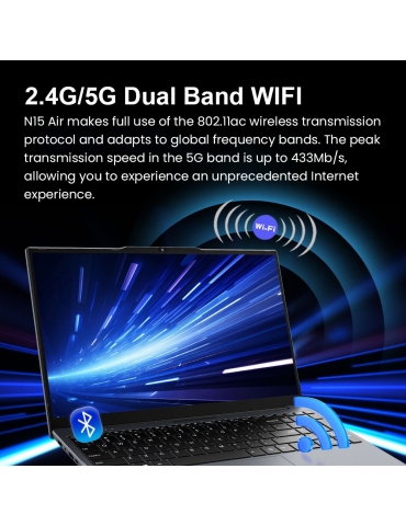 Ninkear N15 Air Laptop  15 6 inch 1920x1080 IPS Screen  Intel N150 4 Core Max 3 6GHz  16GB RAM 512GB SSD  2 4/5GHz WiFi Bluetoo