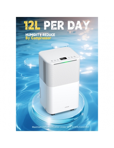 HUMILABS OL12-BD031A Deumidificatore portatile, capacità di deumidificazione 12L, 3 modalità, timer 24 ore - Bianco
