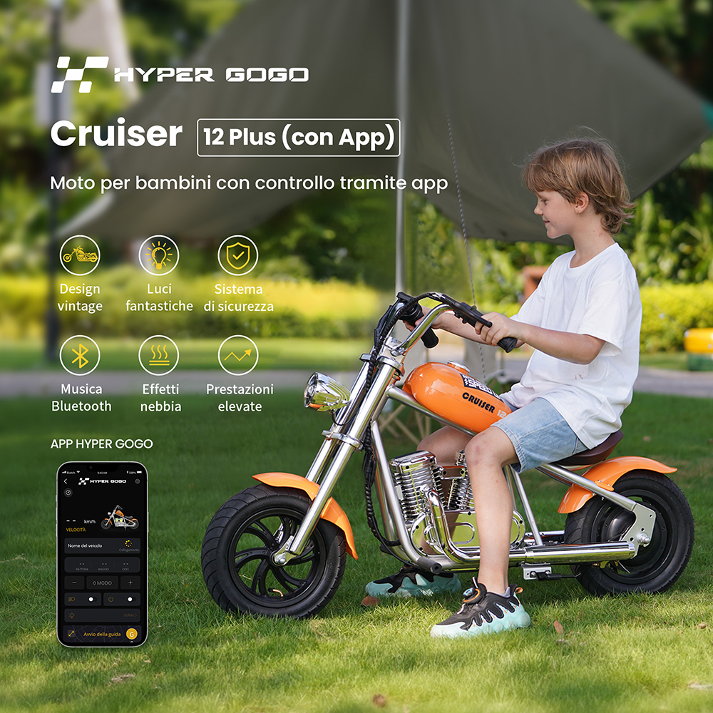 Hyper GOGO Cruiser 12 Moto elettrica per bambini, pneumatici da 12