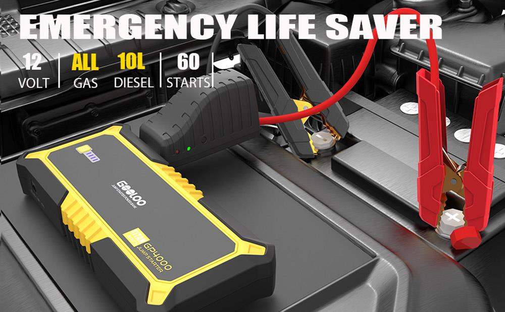 GOOLOO GT1500 avviatore di emergenza, avviamento auto con picco di 1500A,  alimentatore portatile impermeabile da 12 V