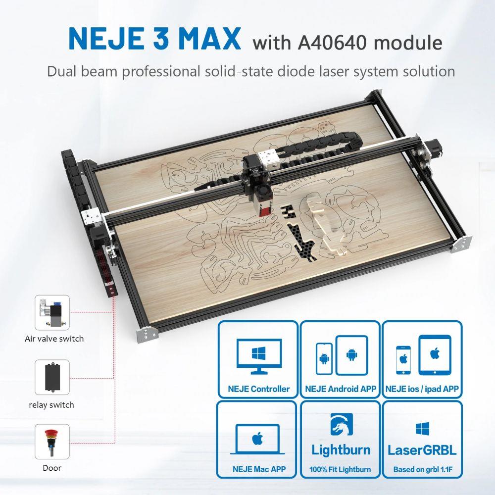NEJE 3 MAX Incisore laser con kit di moduli a doppio raggio laser A40640 -  460x810 mm
