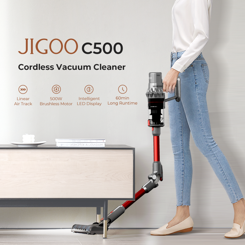 JIGOO C500 Aspirapolvere a batteria con motore da 500W, aspirazione da  33KPa, autonomia di 60 minuti