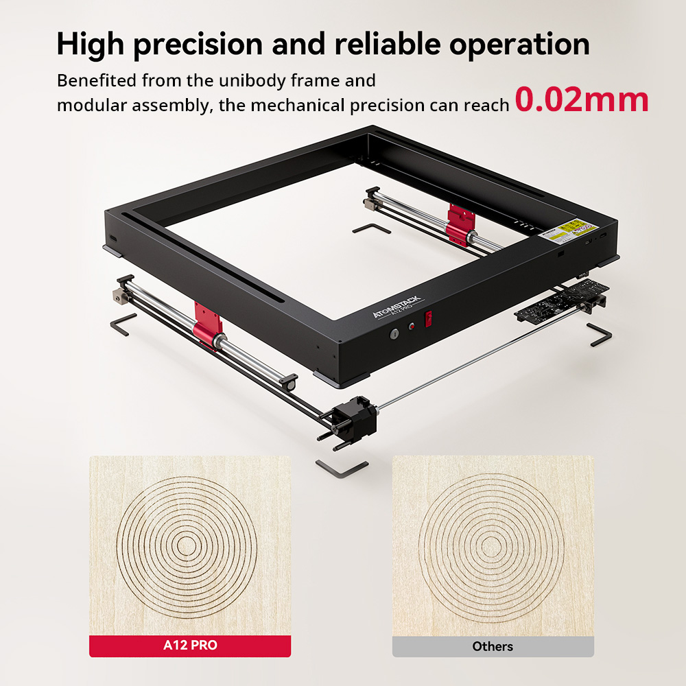 ATOMSTACK A12 Pro 12W Laser Engraver Cutter, Fixed Focus, 0.02mm Engraving Precision, 600mm/s Engraving Speed, 32-bit Motherboa