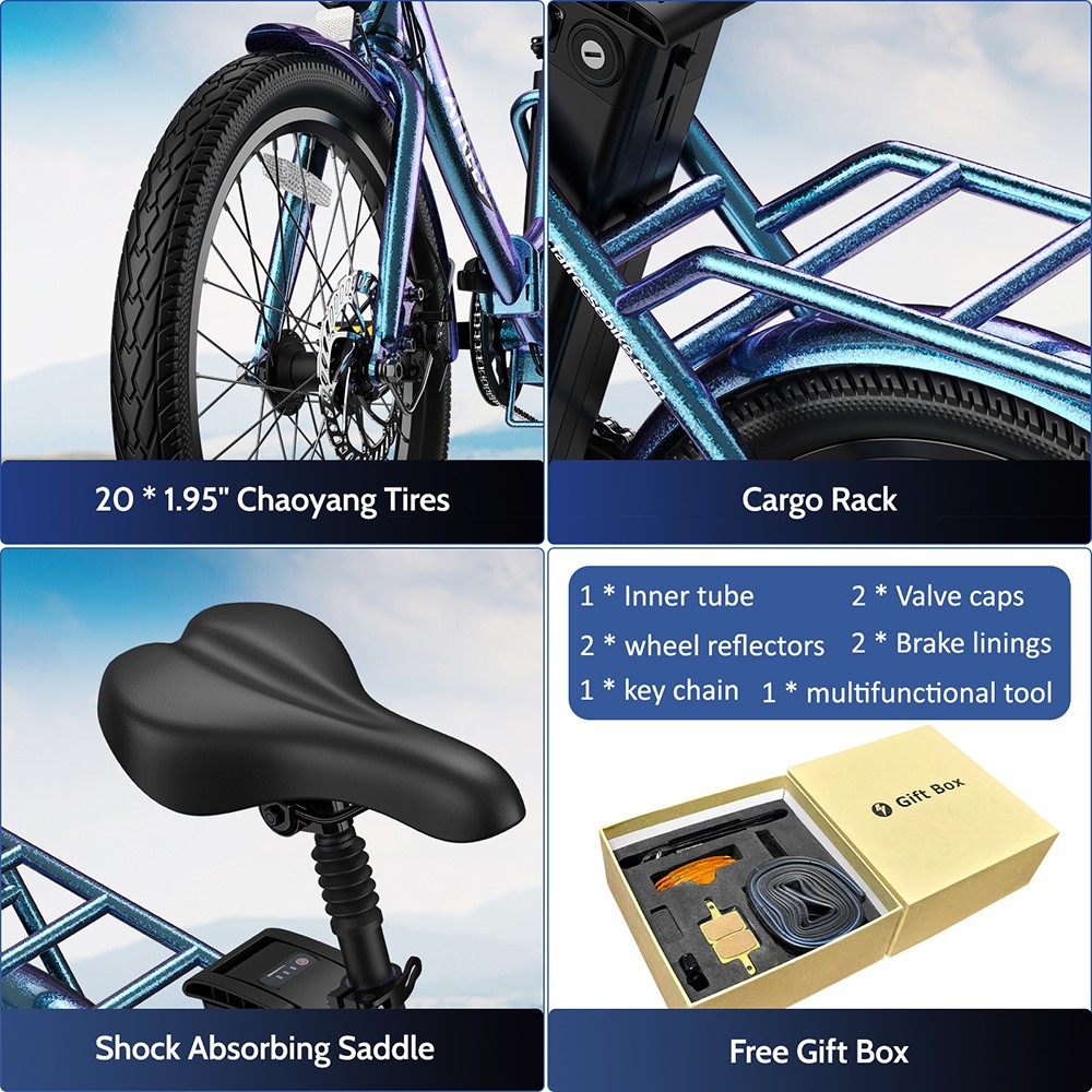 Fafrees F20 Lasting Electric Bike 250W Motor 36V 18 2Ah Battery 20*1 95'' Tires 25km/h Max Speed 120km Max Range Mechanic