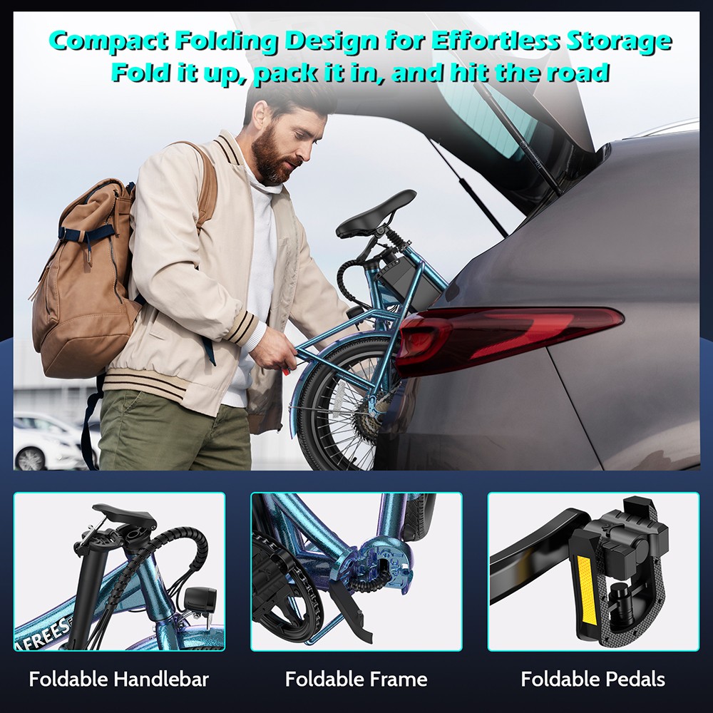 Fafrees F20 Lasting Electric Bike 250W Motor 36V 18 2Ah Battery 20*1 95'' Tires 25km/h Max Speed 120km Max Range Mechanic