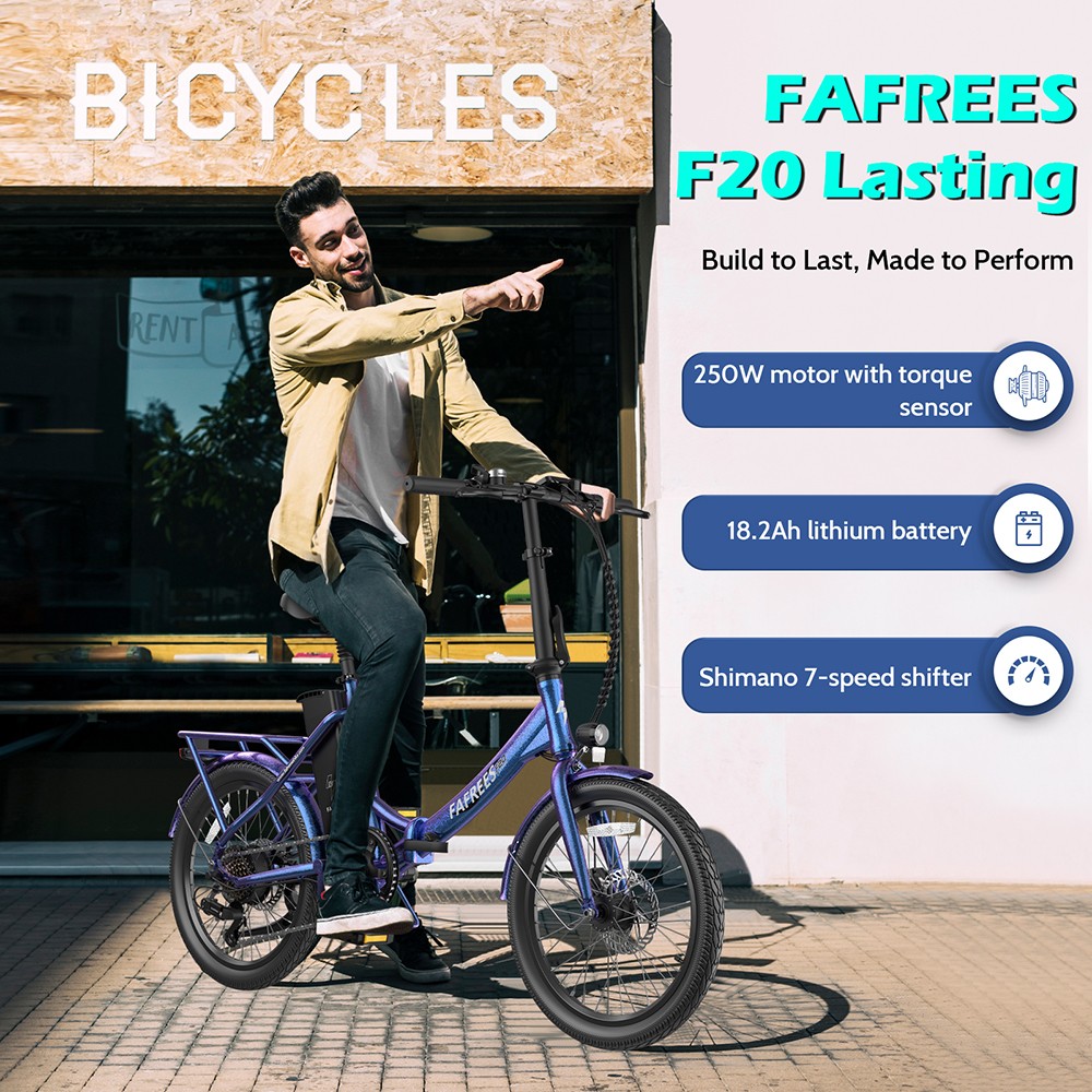 Fafrees F20 Lasting Electric Bike 250W Motor 36V 18 2Ah Battery 20*1 95'' Tires 25km/h Max Speed 120km Max Range Mechanic