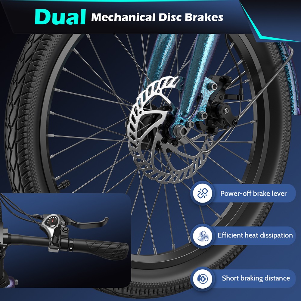 Fafrees F20 Lasting Electric Bike 250W Motor 36V 18 2Ah Battery 20*1 95'' Tires 25km/h Max Speed 120km Max Range Mechanic