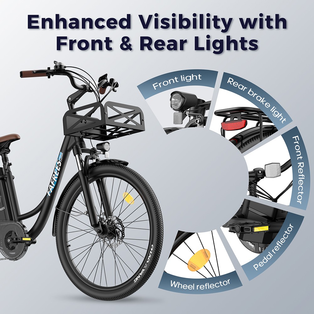 Fafrees F26 Lasting Electric Bike 250W Motor 36V 20 3Ah Battery 26*1 95'' Tires 25km/h Max Speed 140km Range SHIMANO 7 Sp