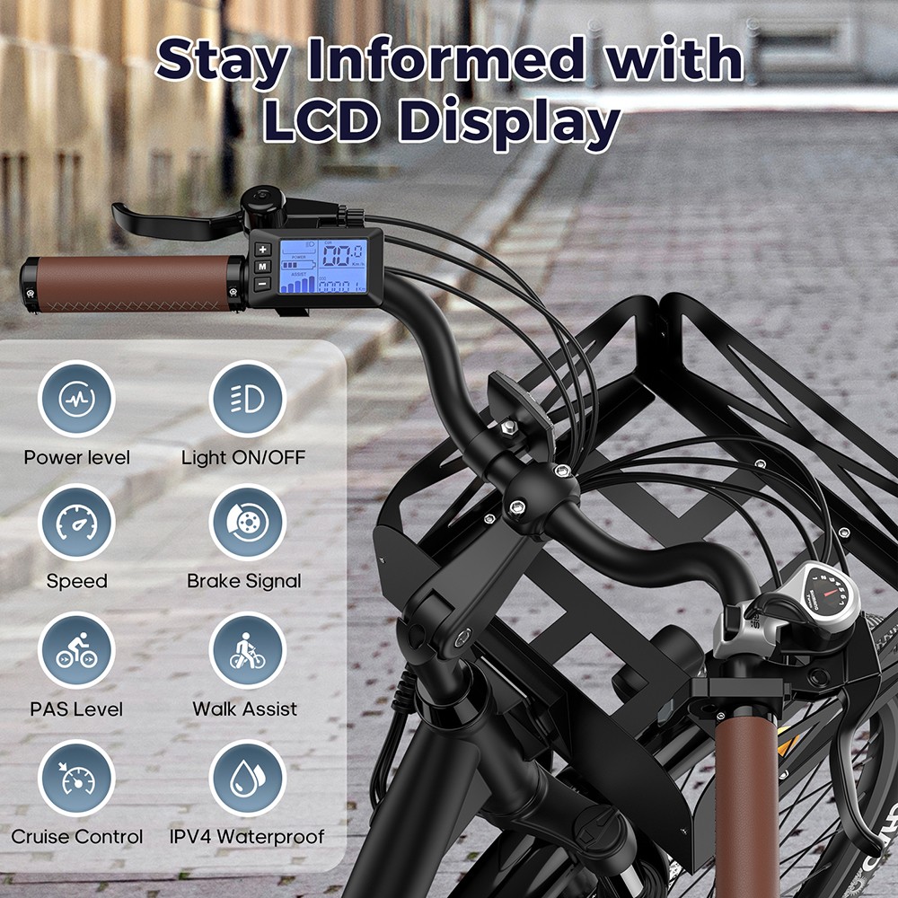Fafrees F26 Lasting Electric Bike 250W Motor 36V 20 3Ah Battery 26*1 95'' Tires 25km/h Max Speed 140km Range SHIMANO 7 Sp