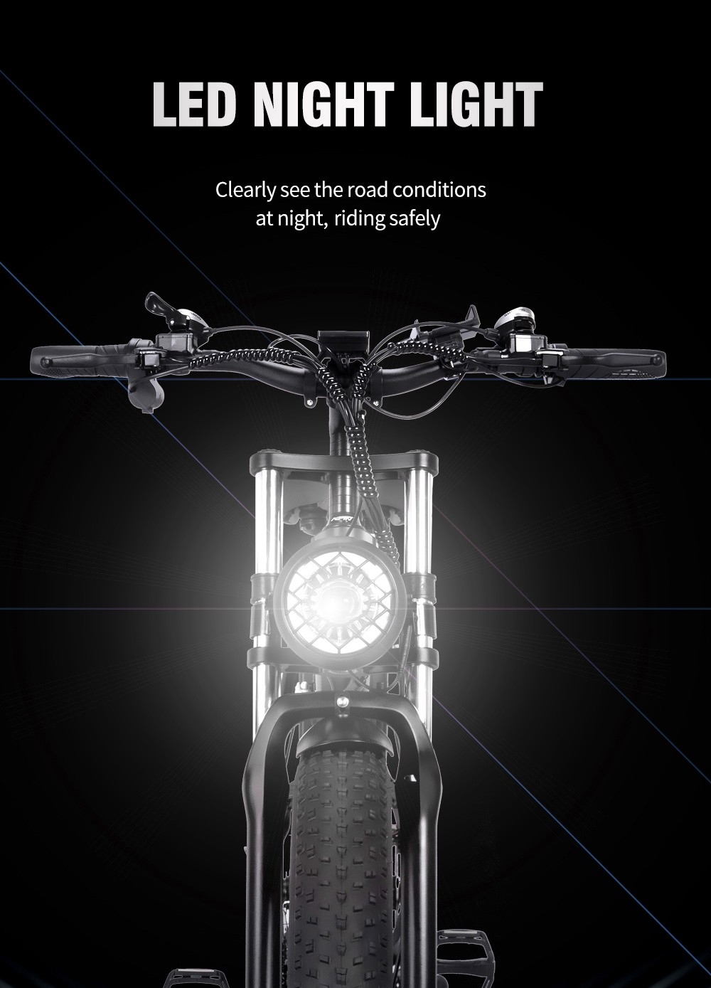 Ridstar H26 Pro Electric Bike 26*4 0 inch Fat Tires 1000W Motor 48V/20Ah Battery 36mph Max Speed 90km Range