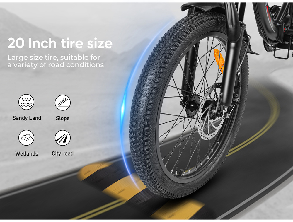SAMEBIKE CY20 Folding Electric Bike 20*2 35-inch Spoke Wheel 350W Motor 36V 12Ah Battery 32km/h Max Speed 80km Max Range