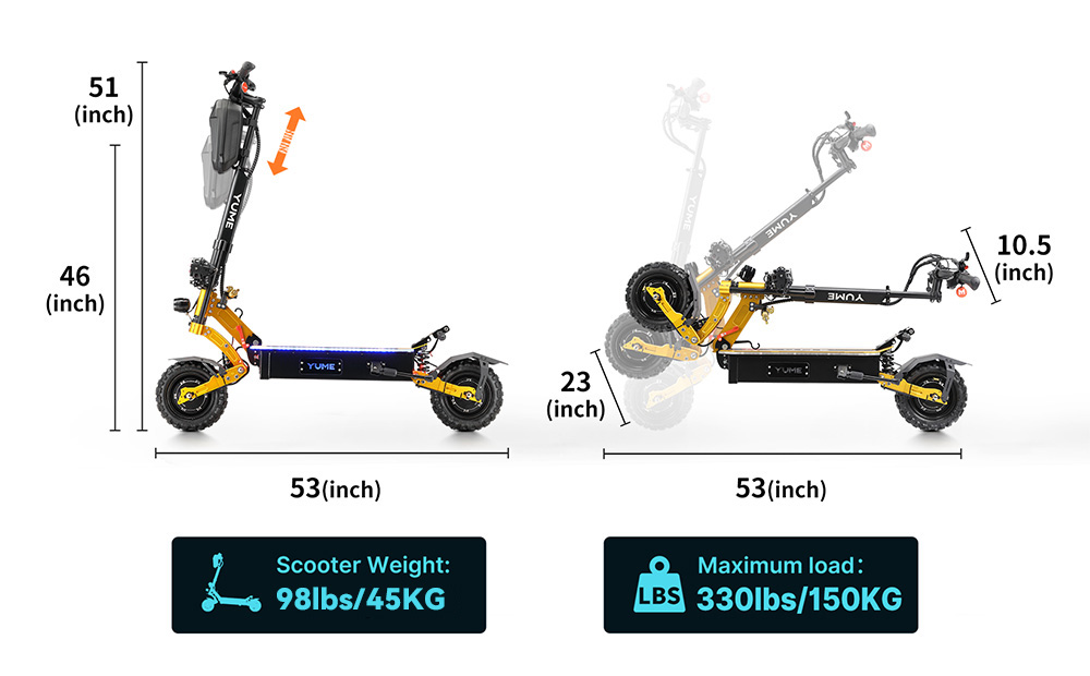 YUME X11  Electric Scooter  3000W*2 Motor  60V 27Ah Battery  11-inch Off-road Fat Tires  80km/h Max Speed  90km Max Range  EBS 