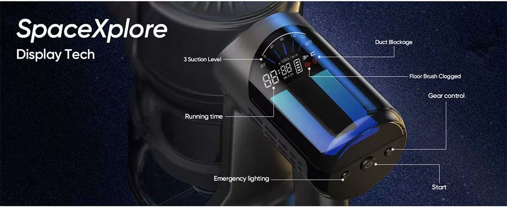 MOOSOO TD1-Mate Cordless Vacuum Cleaner 33kPa Suction LED Display 45min Runtime 420W Brushless Motor Green Light for Hard