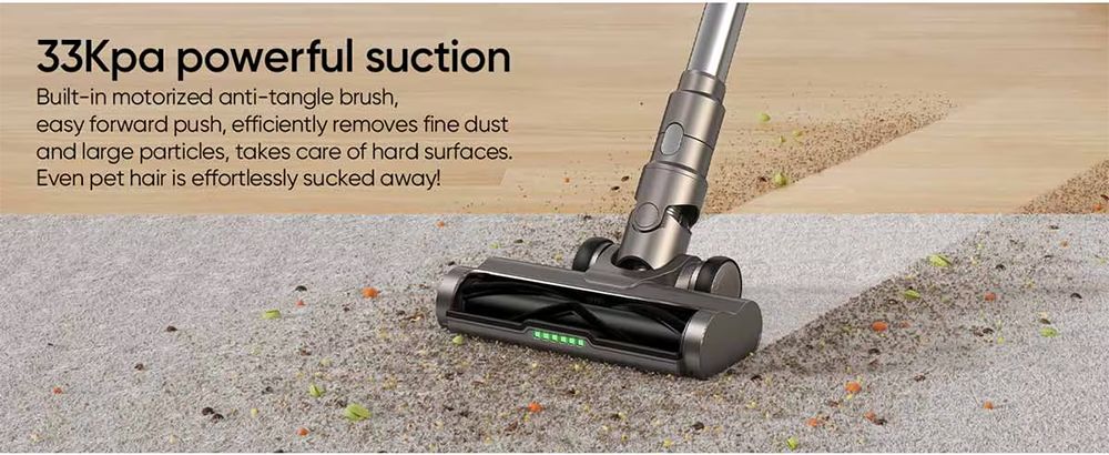 MOOSOO TD1-Mate Cordless Vacuum Cleaner 33kPa Suction LED Display 45min Runtime 420W Brushless Motor Green Light for Hard