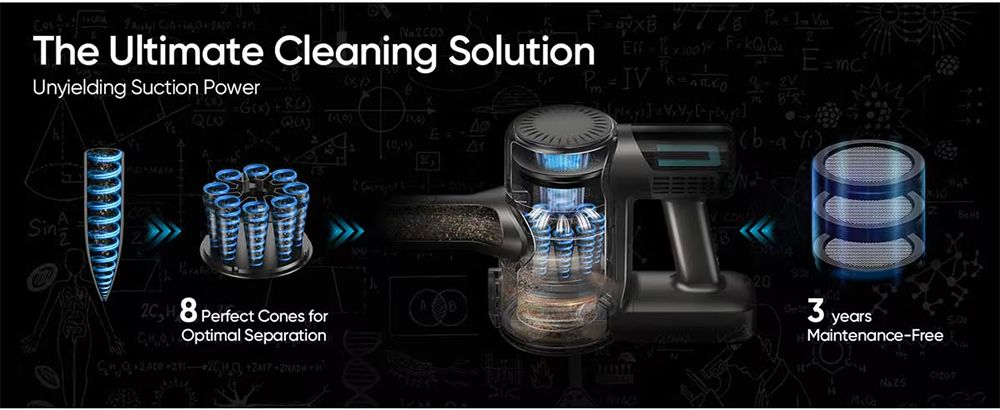 MOOSOO TD1-Mate Cordless Vacuum Cleaner 33kPa Suction LED Display 45min Runtime 420W Brushless Motor Green Light for Hard