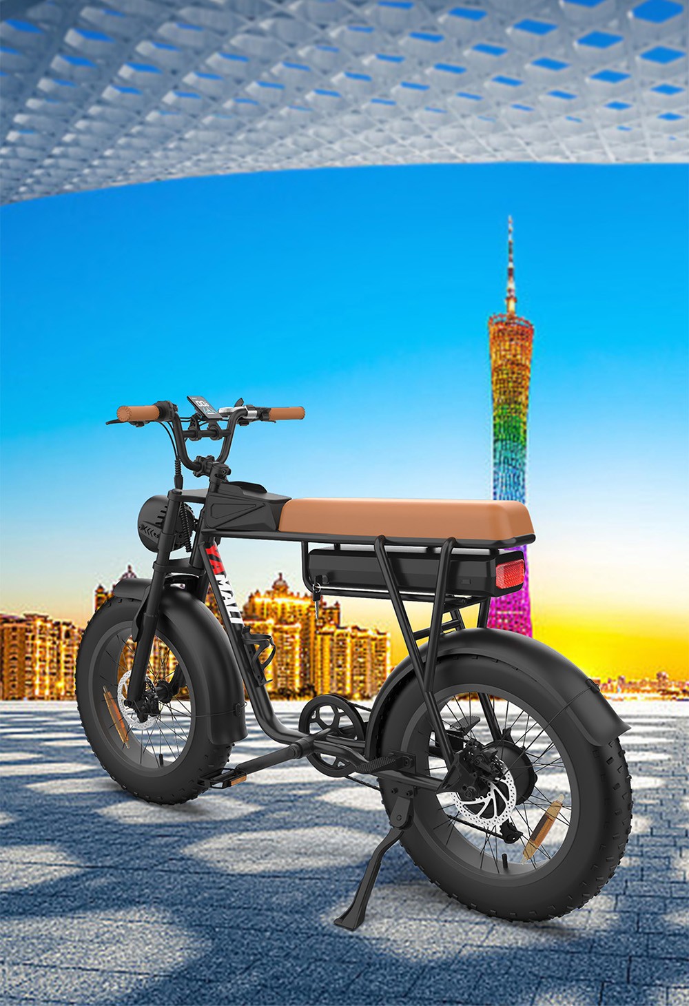 YAMALI FXH-006 Electric Bike 350W Motor 48V 18Ah Battery 20*4'' Fat Tires 40km/h Max Speed 50km Range Shimano 7 Speed Fr