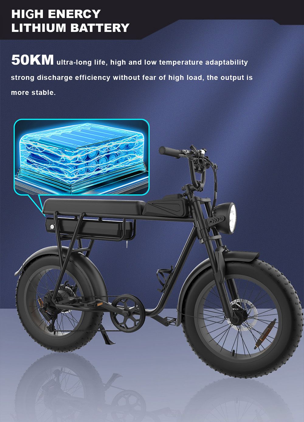 YAMALI FXH-006 Electric Bike 350W Motor 48V 18Ah Battery 20*4'' Fat Tires 40km/h Max Speed 50km Range Shimano 7 Speed Fr