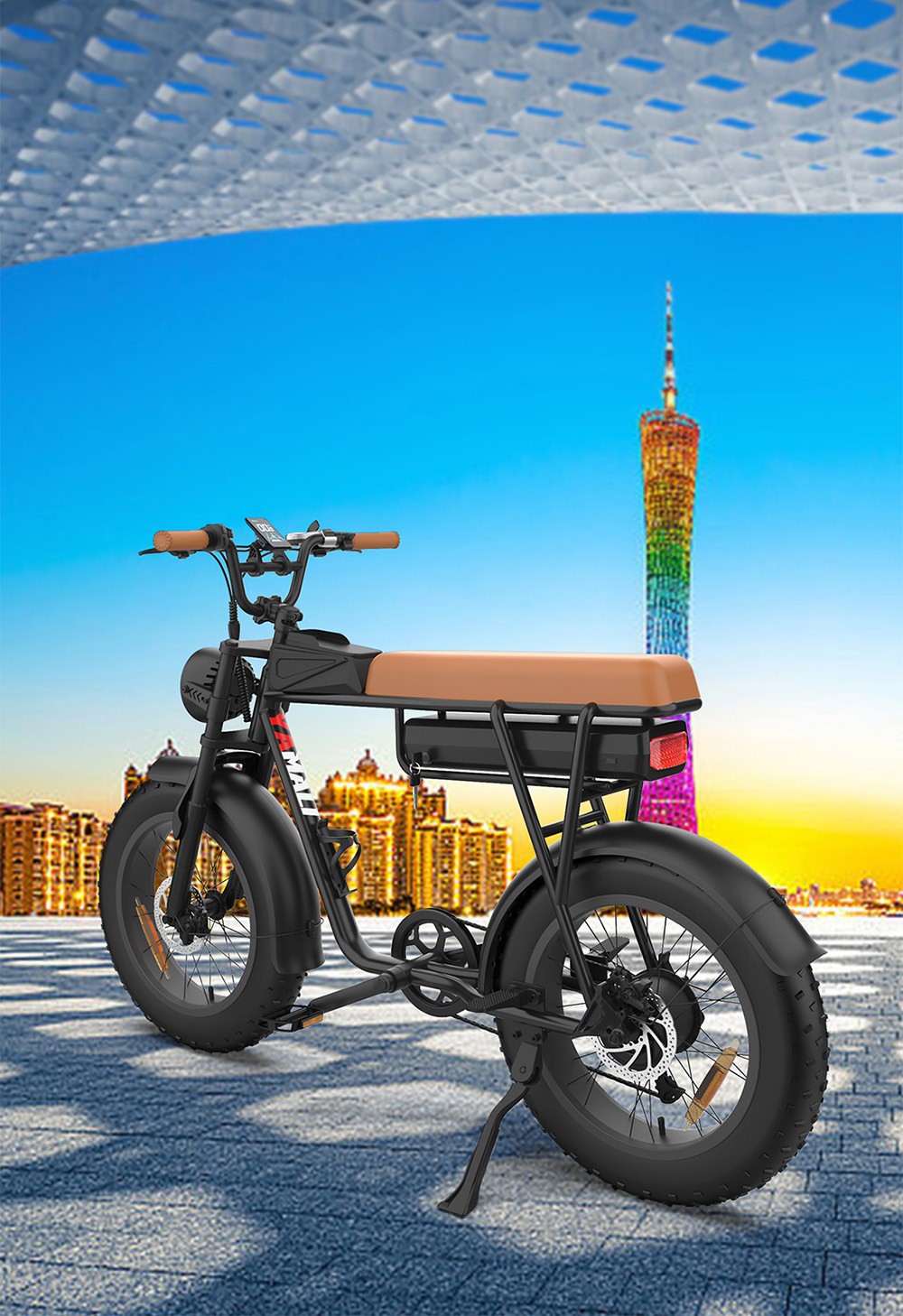 YAMALI FXH-006 Electric Bike 1000W Motor 48V 20Ah Battery 20*4'' Fat Tires 50km/h Max Speed 60km Range Shimano 7 Speed F