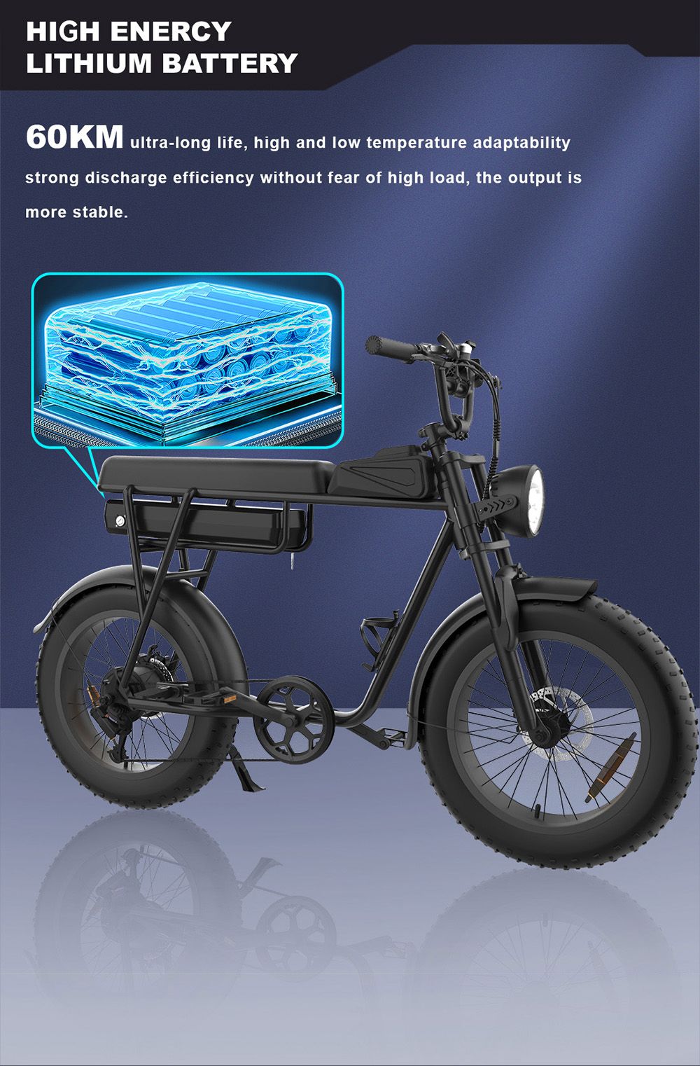 YAMALI FXH-006 Electric Bike 1000W Motor 48V 20Ah Battery 20*4'' Fat Tires 50km/h Max Speed 60km Range Shimano 7 Speed F