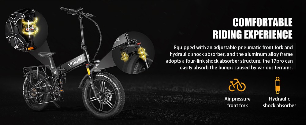Vitilan I7 Pro 3 0 Electric Bike 750W Motor 48V 20Ah Battery 20*4 0-inch Fat Tire 45km/h Max Speed 110km Max Range Hydrau