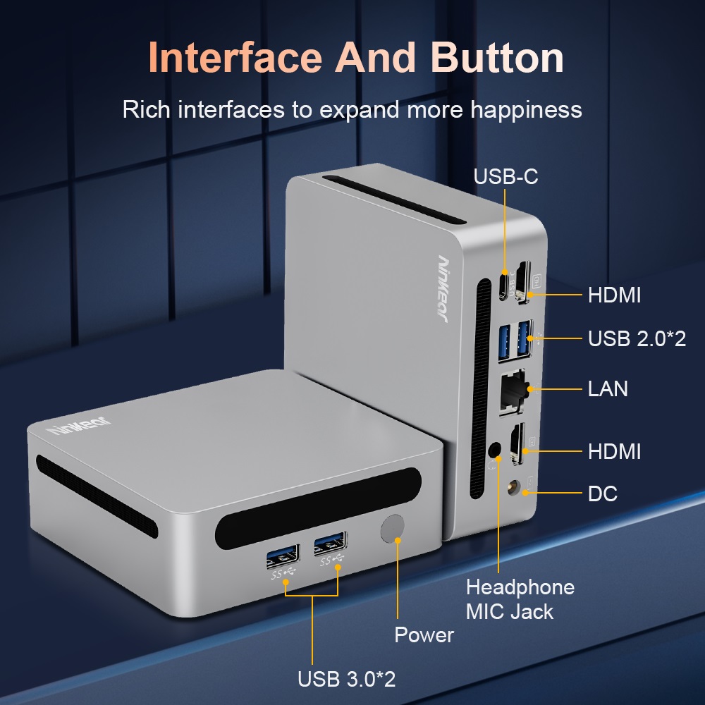 Ninkear N4 Mini PC  AMD Ryzen 5 4600H 6 Cores Max 4 0GHz  16GB RAM 512GB SSD  Type-C  8K   2*HDMI  4K  Triple Display  WiFi 6 B