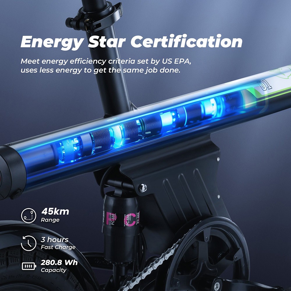 isinwheel U1 Portable Electric Bike  250W Motor  36V 7 8Ah Battery  14*1 95-inch Tires  25km/h Max Speed  45km Max Range  Front