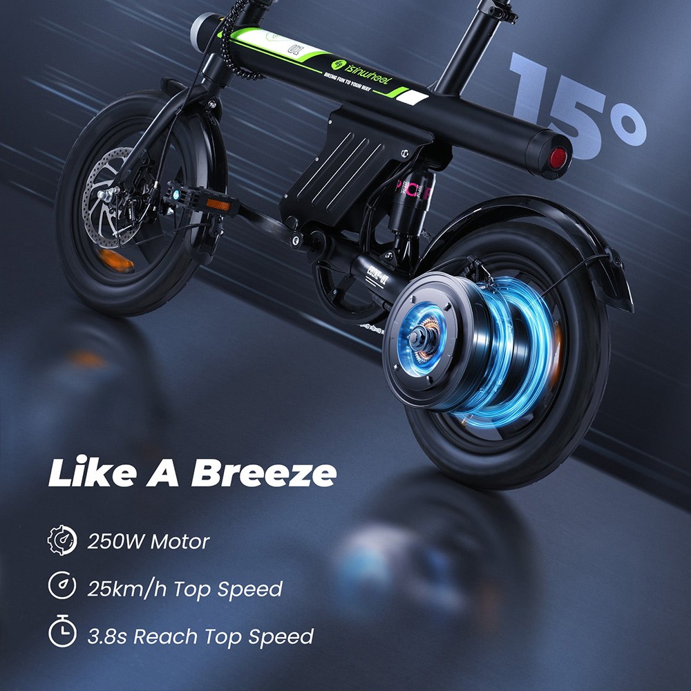 isinwheel U1 Portable Electric Bike  250W Motor  36V 7 8Ah Battery  14*1 95-inch Tires  25km/h Max Speed  45km Max Range  Front