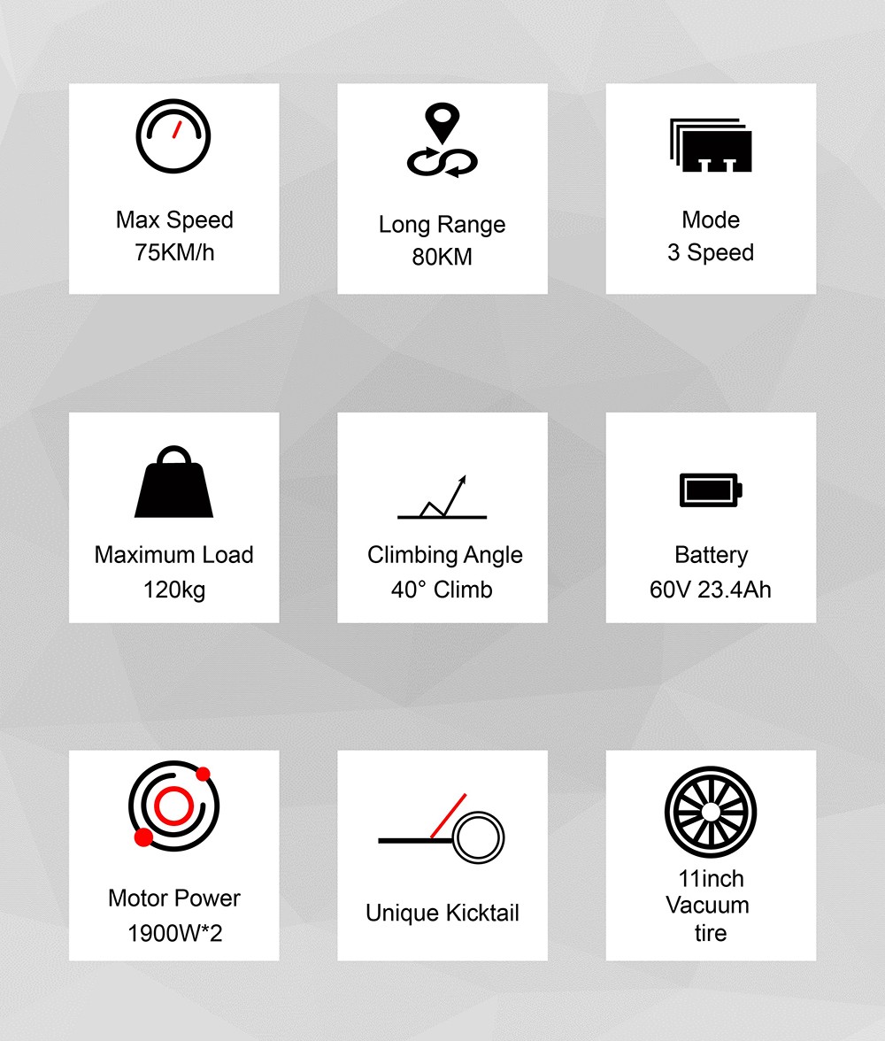 DT06 Electric Scooter 2*1900W Motor 60V 23 4Ah Battery 11-inch Tire 75km/h Max Speed 85km Range Dual Hydraulic Brake