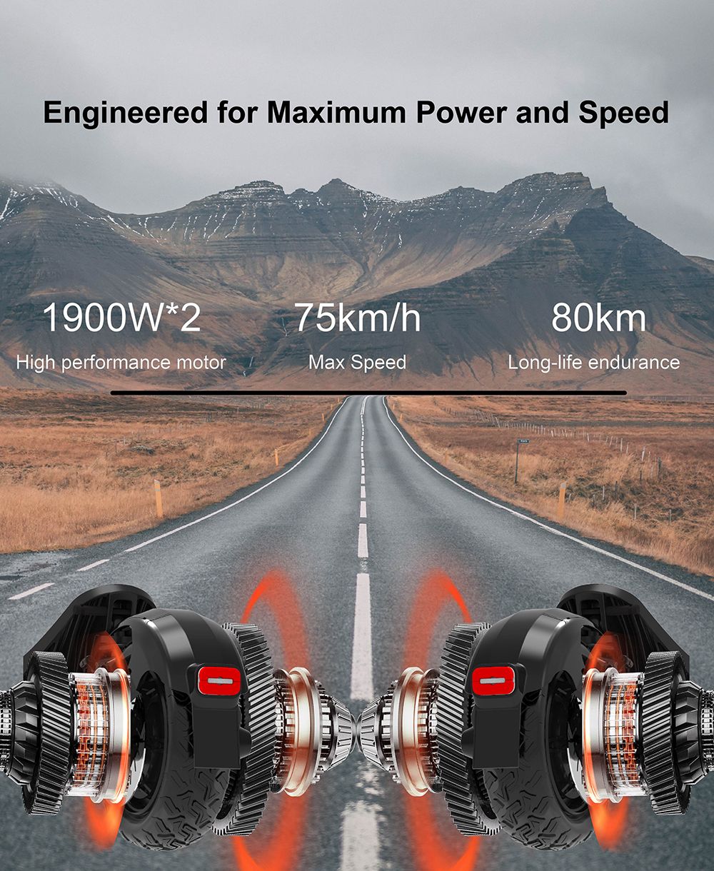 DT06 Electric Scooter 2*1900W Motor 60V 23 4Ah Battery 11-inch Tire 75km/h Max Speed 85km Range Dual Hydraulic Brake