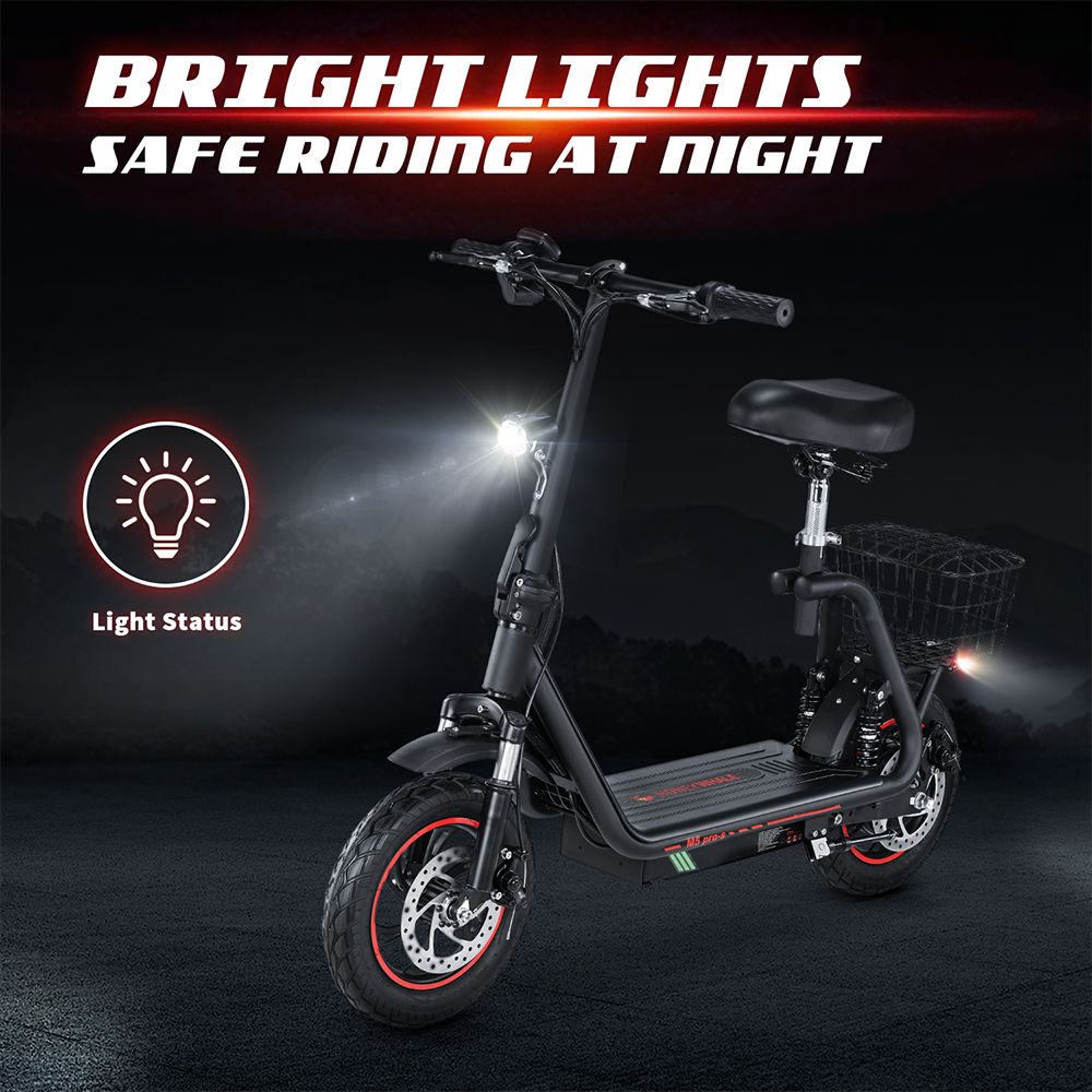 Honeywhale M5 Pro-S Electric Scooter with Seat 500W Motor 12 Inch Pneumatic Tire 48V 13Ah Battery 48km/h Max Speed 35km Ma