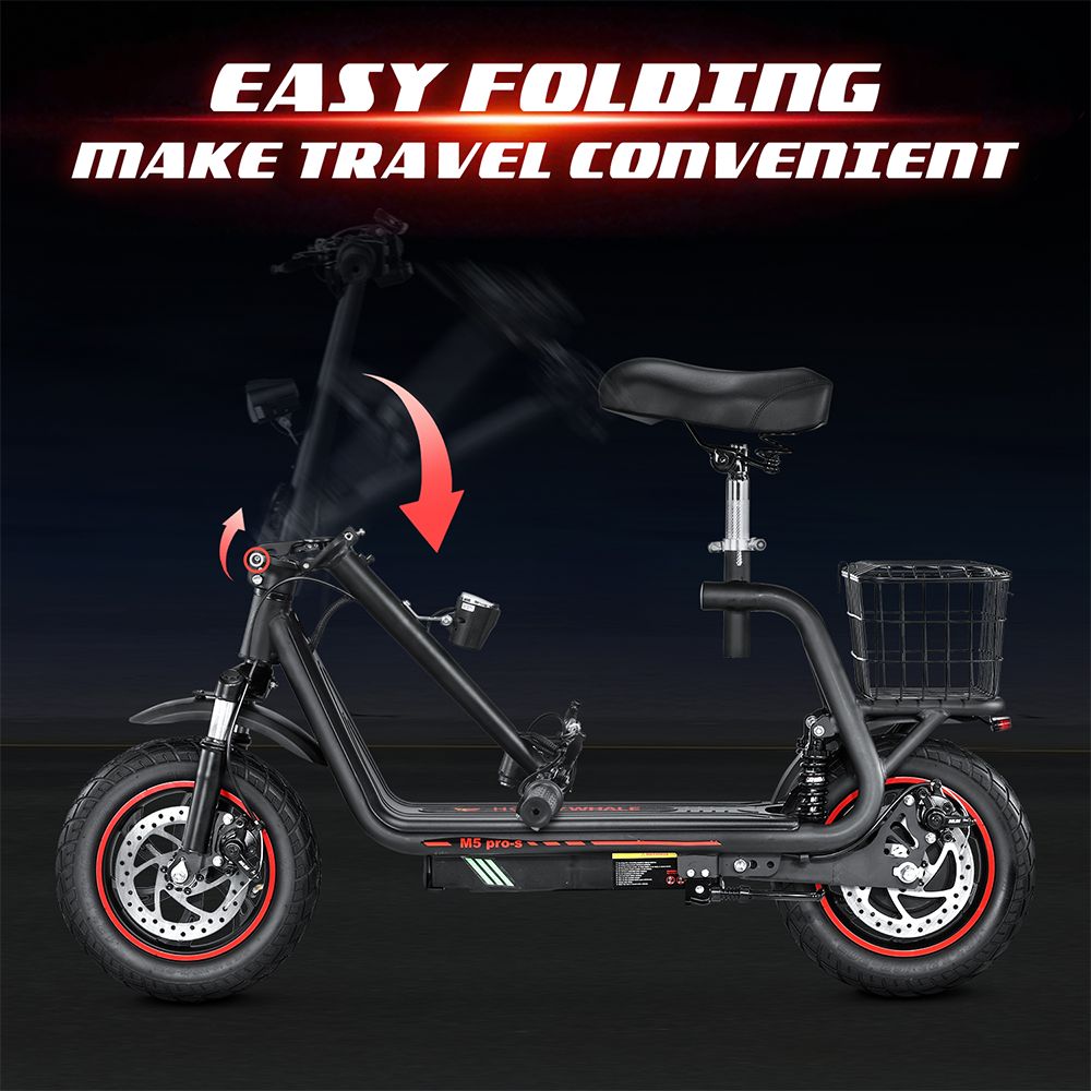 Honeywhale M5 Pro-S Electric Scooter with Seat 500W Motor 12 Inch Pneumatic Tire 48V 13Ah Battery 48km/h Max Speed 35km Ma