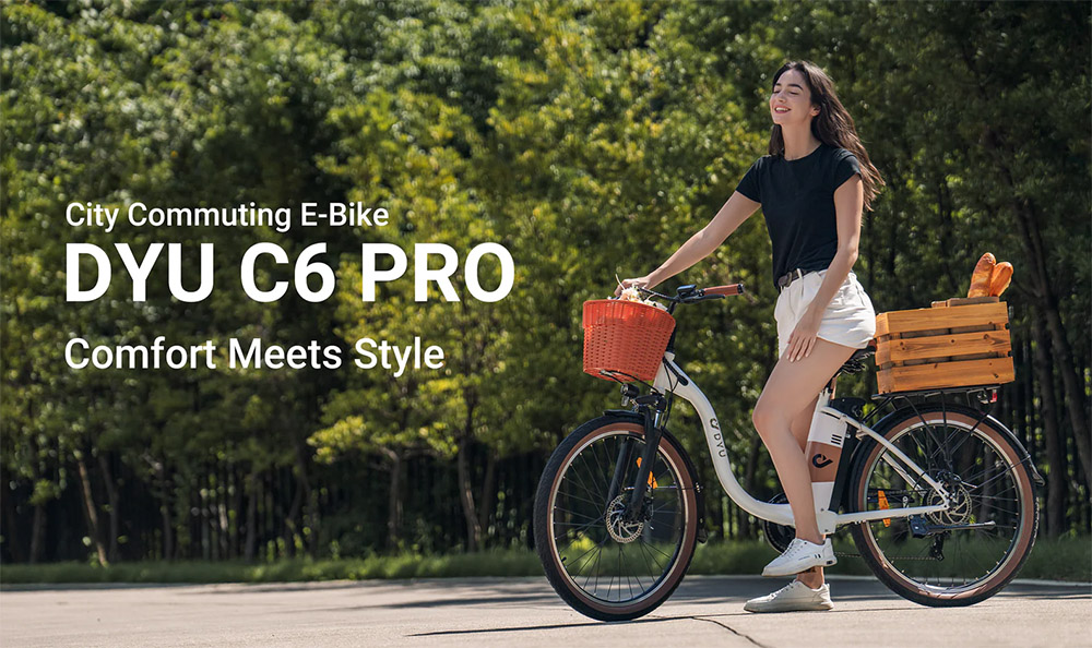 DYU C6 Pro Electric Bike  250W Motor  36V 15 6Ah Battery  26*2 125-inch Tire  25km/h Max Speed  80km Range  Disc Brake  Front F