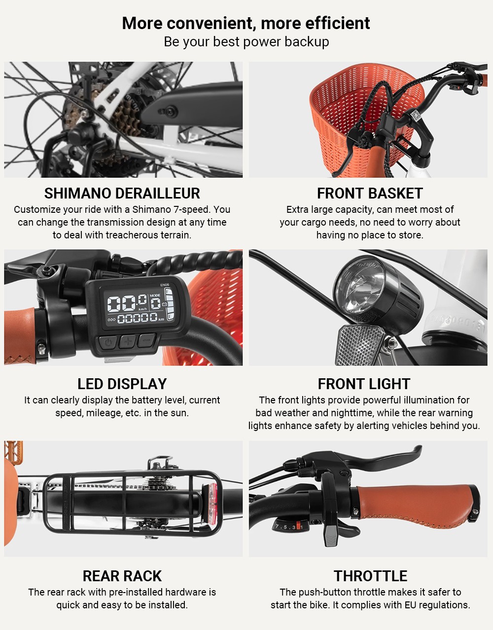 DYU C6 Pro Electric Bike  250W Motor  36V 15 6Ah Battery  26*2 125-inch Tire  25km/h Max Speed  80km Range  Disc Brake  Front F